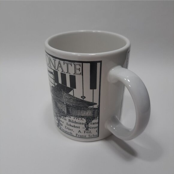 Schubert Design Coffee Mug Classical Music Notes Piano Motif Handle Cup - Picture 7 of 10
